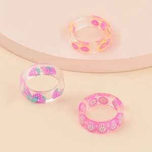 Set of 3 Acrylic Funky Fruit Rings